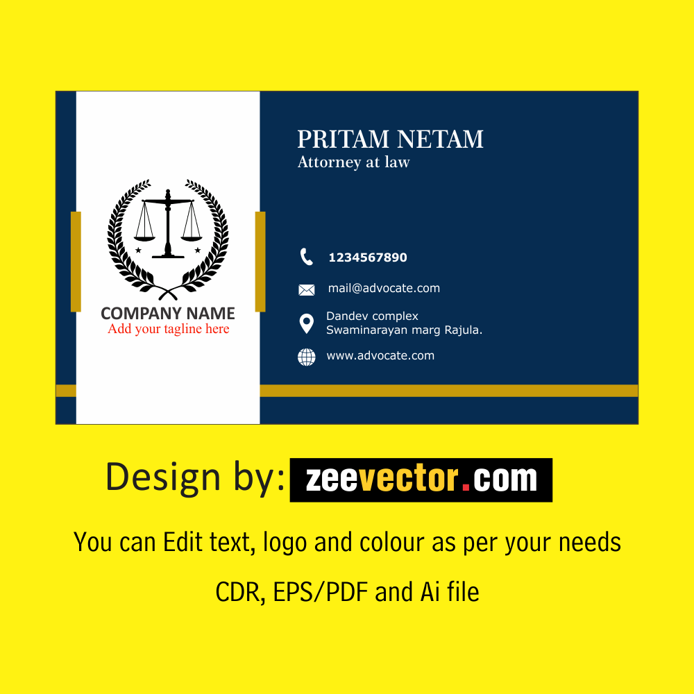 Lawyer Business Card Template - FREE Vector Design - Cdr, Ai, EPS, PNG, SVG
