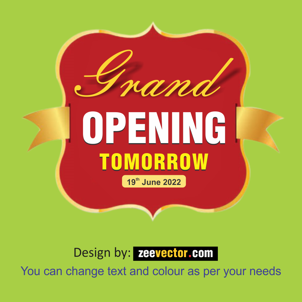 Grand opening 3d colorful title with scissors Vector Image