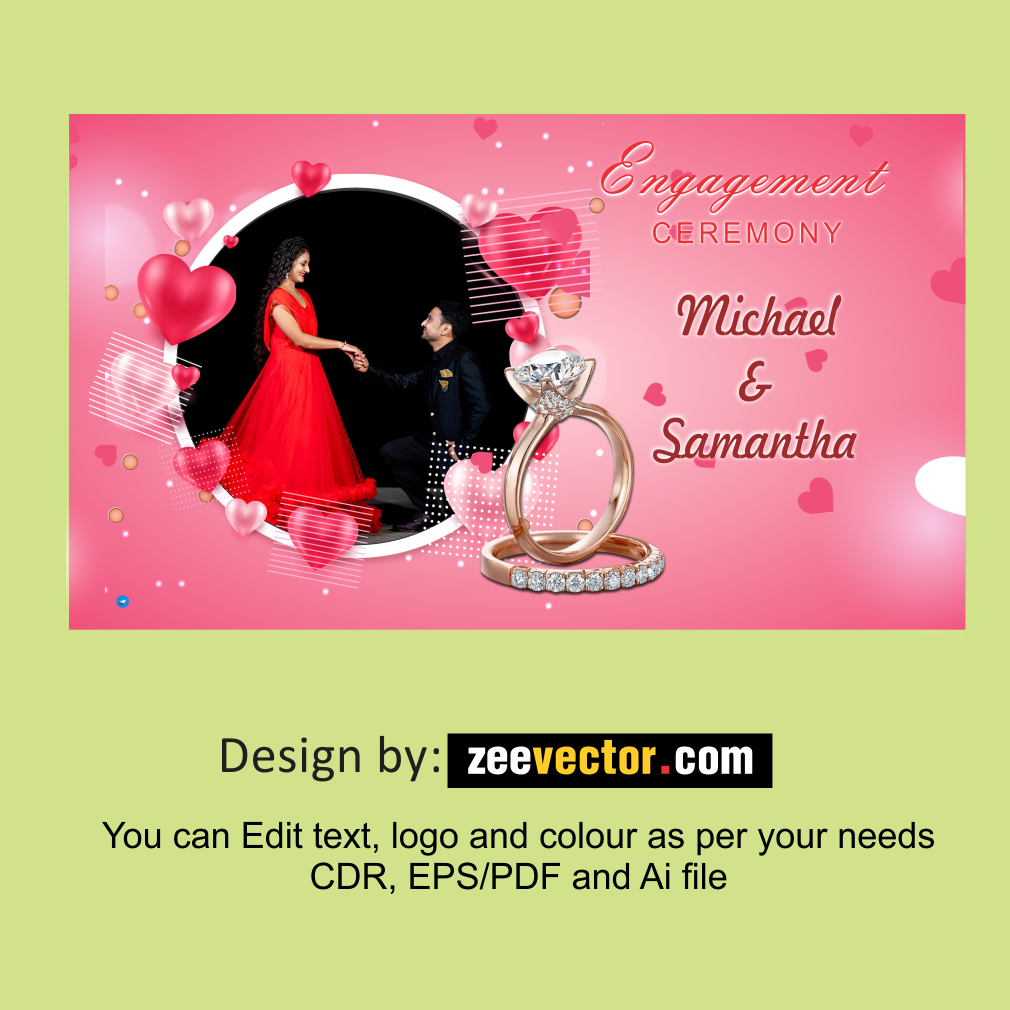 Pink Floral Engagement Invitation Card - Modern Pink Paper