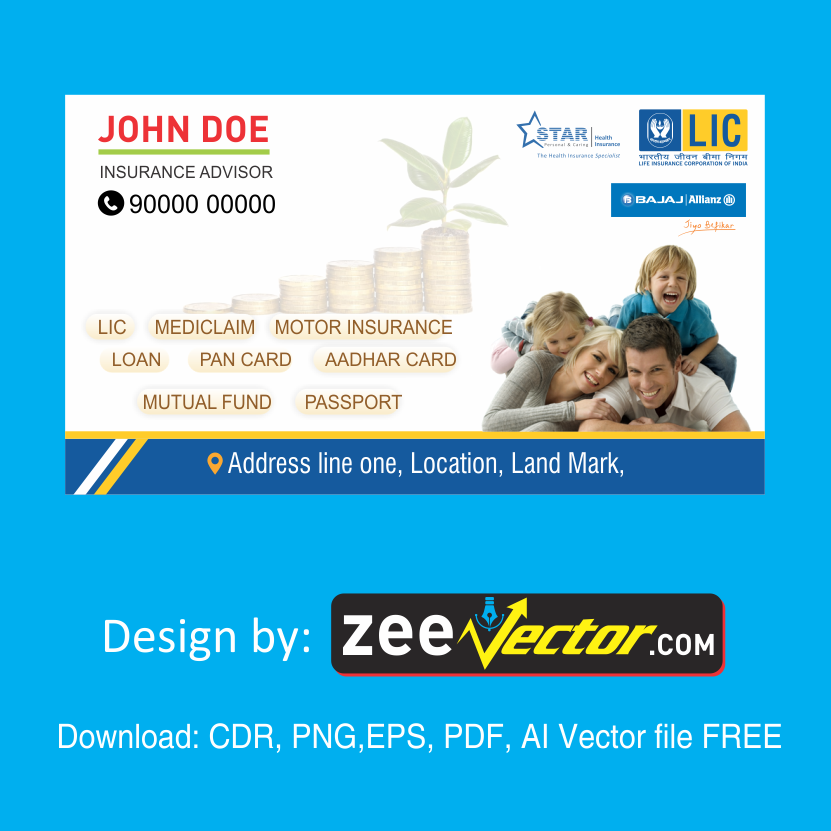 Insurance Agent Visiting Card Design - FREE Vector Design - Cdr, Ai