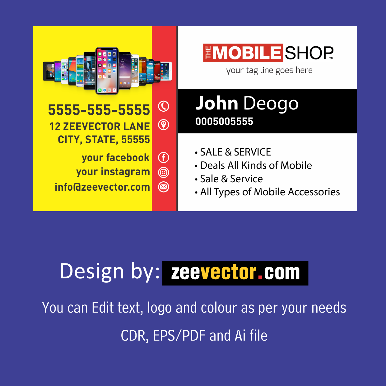 Mobile Shop Business Card Design Free Download - FREE Vector Design