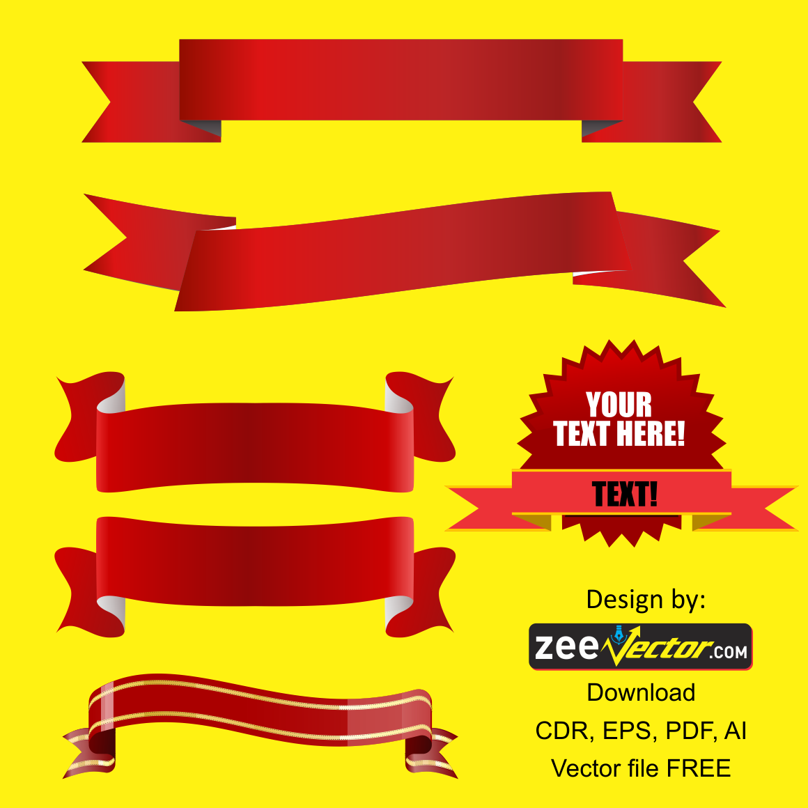 Ribbon Banner Template - FREE Vector Design - Cdr, Ai, EPS, PNG, SVG