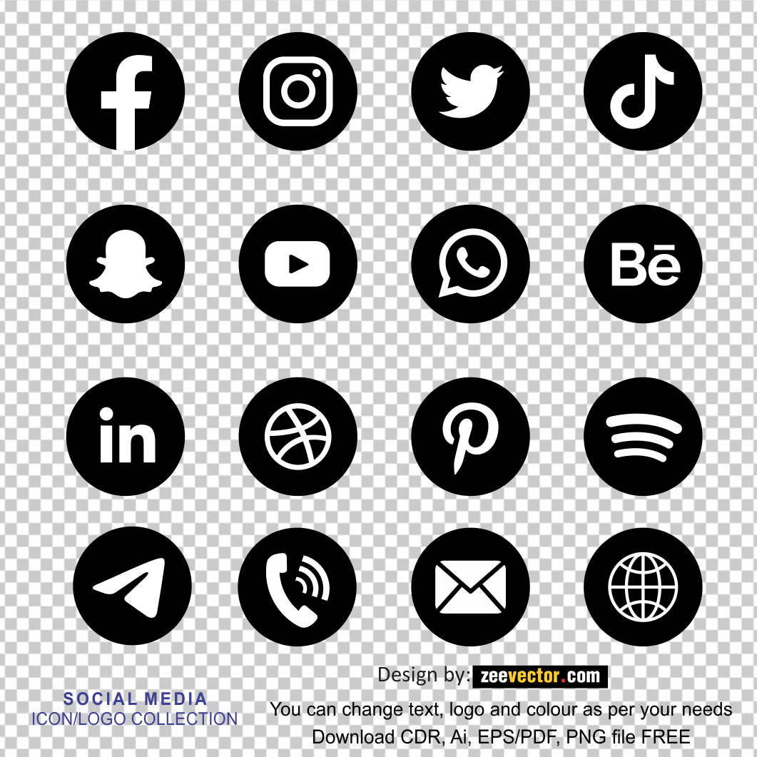 black social media icon png